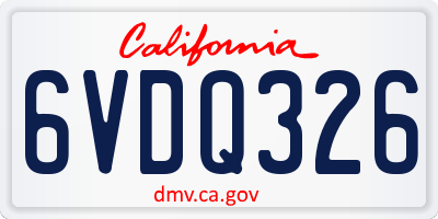 CA license plate 6VDQ326