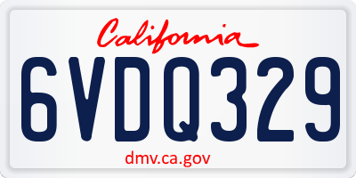 CA license plate 6VDQ329