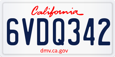 CA license plate 6VDQ342
