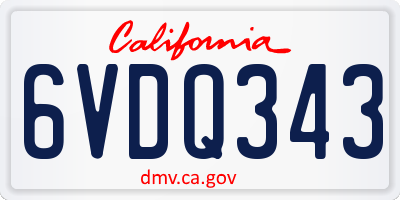 CA license plate 6VDQ343