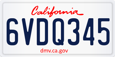 CA license plate 6VDQ345