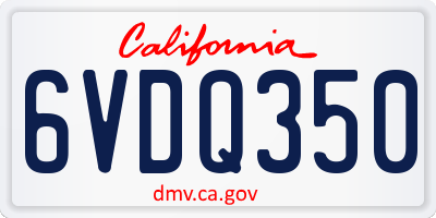 CA license plate 6VDQ350
