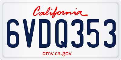 CA license plate 6VDQ353