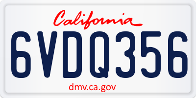 CA license plate 6VDQ356