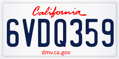 CA license plate 6VDQ359