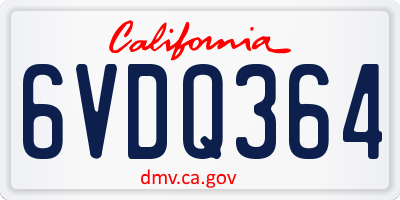 CA license plate 6VDQ364
