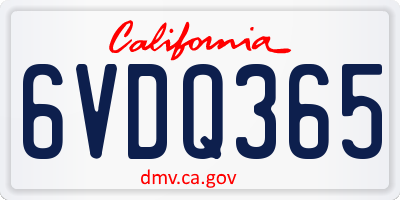 CA license plate 6VDQ365