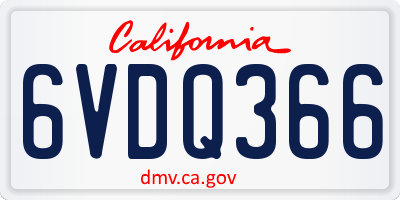 CA license plate 6VDQ366