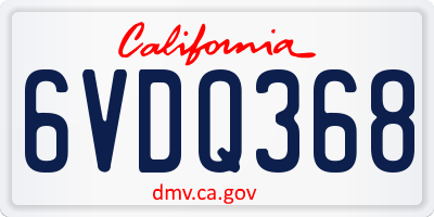 CA license plate 6VDQ368