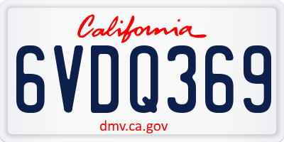 CA license plate 6VDQ369