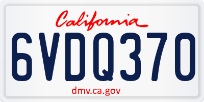 CA license plate 6VDQ370