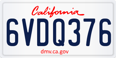 CA license plate 6VDQ376
