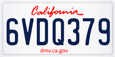 CA license plate 6VDQ379
