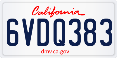 CA license plate 6VDQ383
