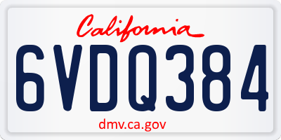 CA license plate 6VDQ384