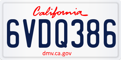 CA license plate 6VDQ386