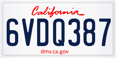CA license plate 6VDQ387