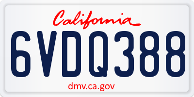 CA license plate 6VDQ388