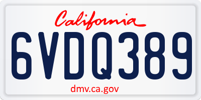 CA license plate 6VDQ389