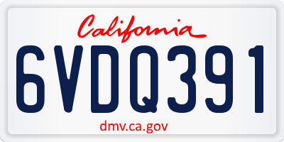 CA license plate 6VDQ391