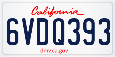 CA license plate 6VDQ393