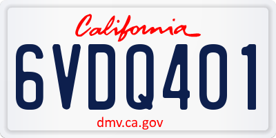 CA license plate 6VDQ401