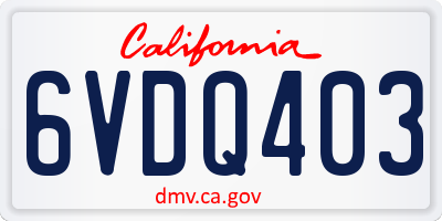 CA license plate 6VDQ403