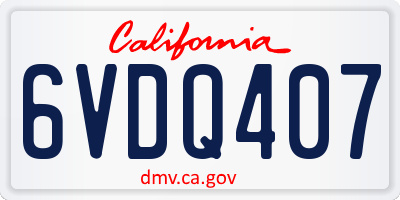 CA license plate 6VDQ407