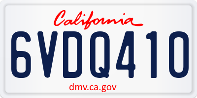 CA license plate 6VDQ410