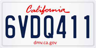 CA license plate 6VDQ411