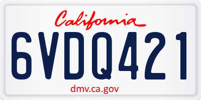 CA license plate 6VDQ421