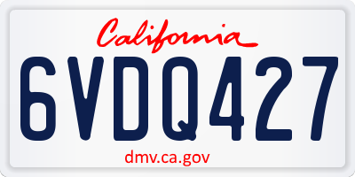 CA license plate 6VDQ427