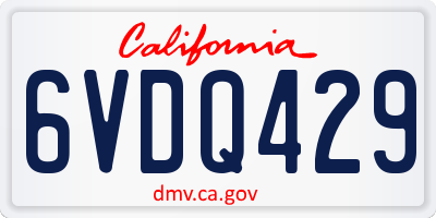 CA license plate 6VDQ429