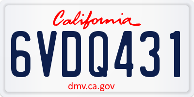 CA license plate 6VDQ431