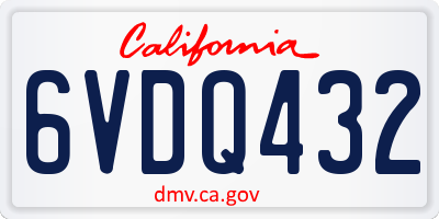 CA license plate 6VDQ432