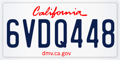 CA license plate 6VDQ448