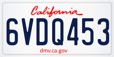 CA license plate 6VDQ453