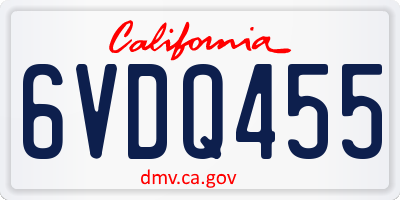 CA license plate 6VDQ455