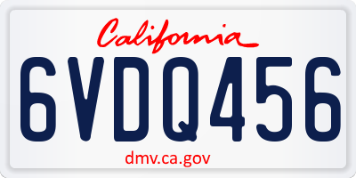 CA license plate 6VDQ456