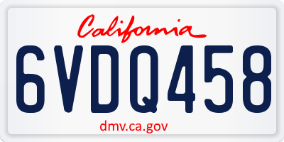 CA license plate 6VDQ458