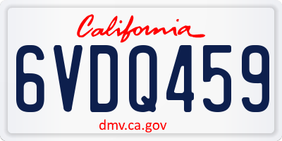 CA license plate 6VDQ459