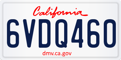 CA license plate 6VDQ460