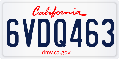 CA license plate 6VDQ463