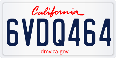 CA license plate 6VDQ464
