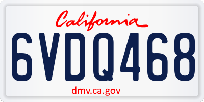 CA license plate 6VDQ468