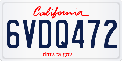 CA license plate 6VDQ472