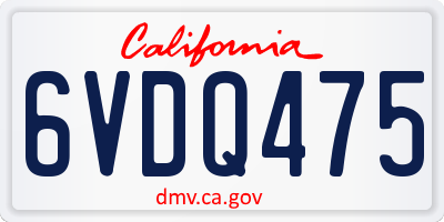 CA license plate 6VDQ475