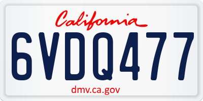CA license plate 6VDQ477