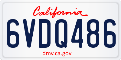 CA license plate 6VDQ486