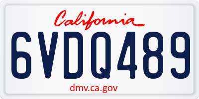 CA license plate 6VDQ489